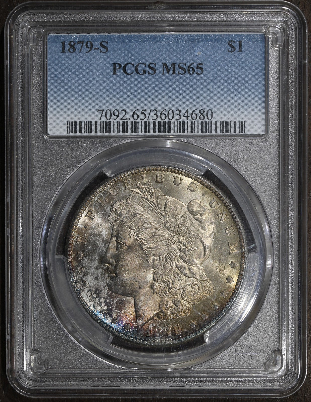 1879-S (MS65) Morgan Silver Dollar $1 PCGS - Lovely Toning