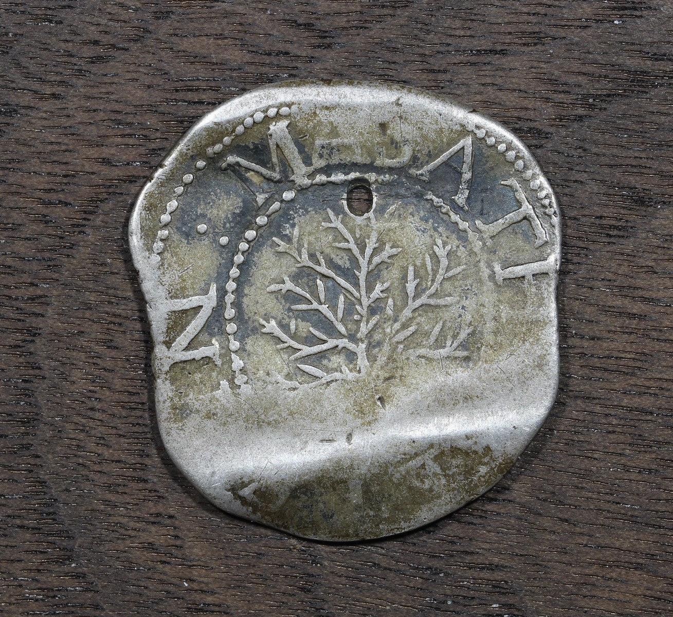 1652 Massachusetts Pine / Oak Tree Shilling 1S - "IN" Left - XF