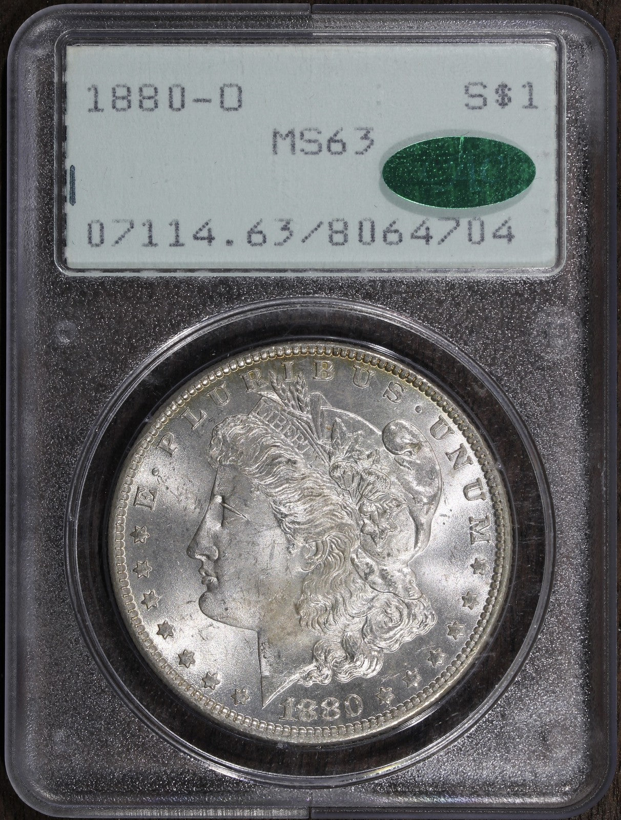 1880-O (MS63 CAC) Morgan Silver Dollar $1 PCGS Rattler - Better Date