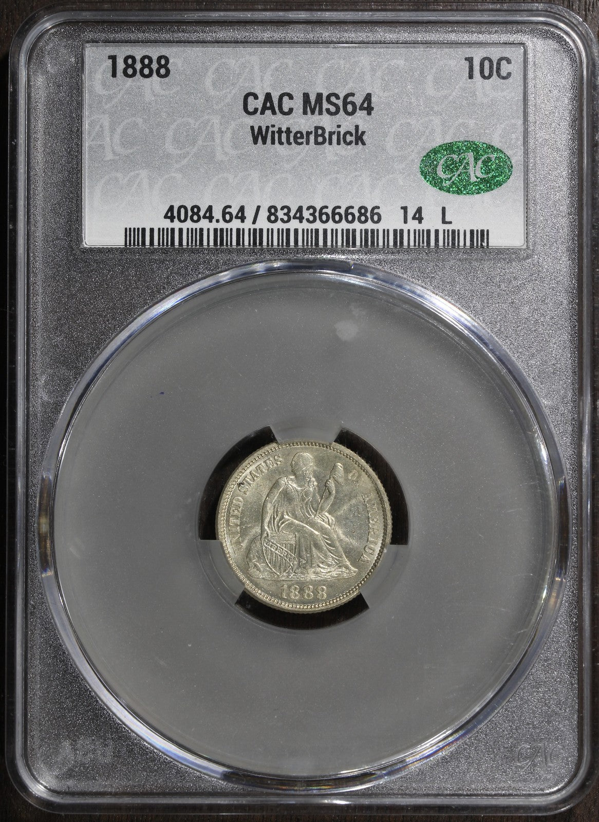 1888 (MS64 CAC) Seated Liberty Dime 10C CACG