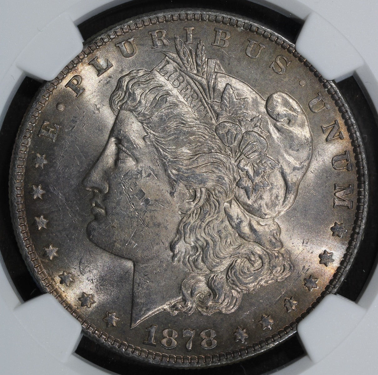 1878 (MS61) Morgan Silver Dollar $1 PCGS - 8 Tailfeather 8TF