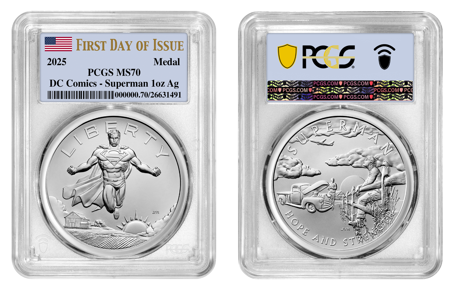 2025 (MS70) 1 oz Superman Silver Medal PCGS FDOI - US Mint DC Comics