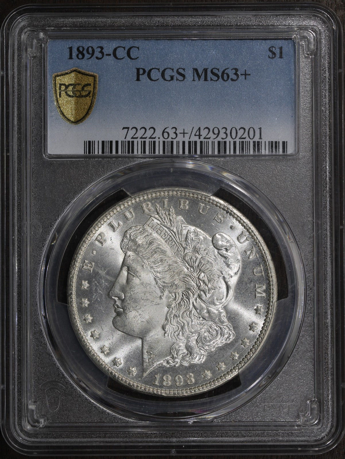 1893-CC (MS63+ PLUS) Morgan Silver Dollar $1 PCGS - Carson City