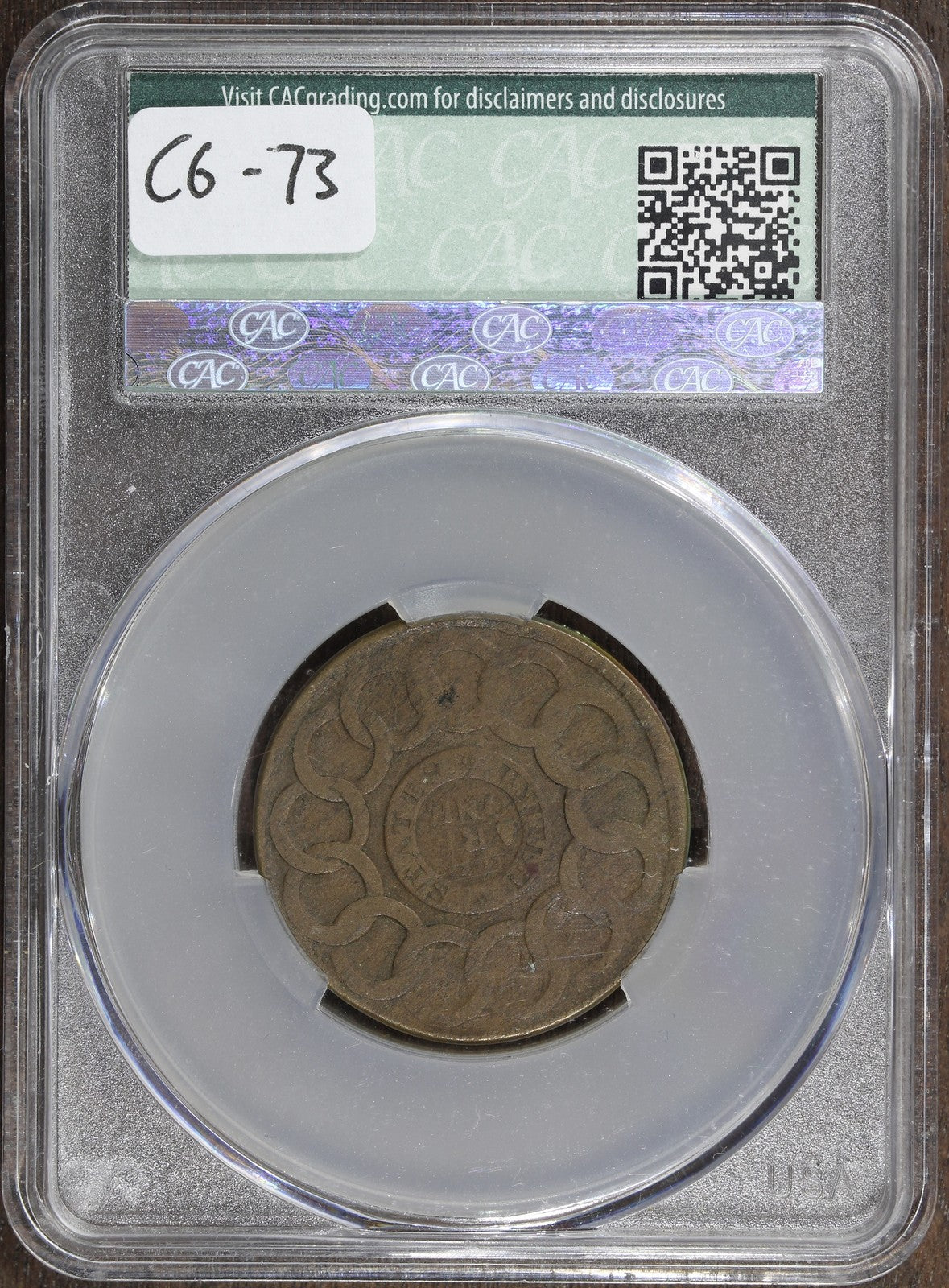 1787 (VF30 CAC) Fugio Cent 1C CACG - No Cinq, Cross After Date, Newman 1-B