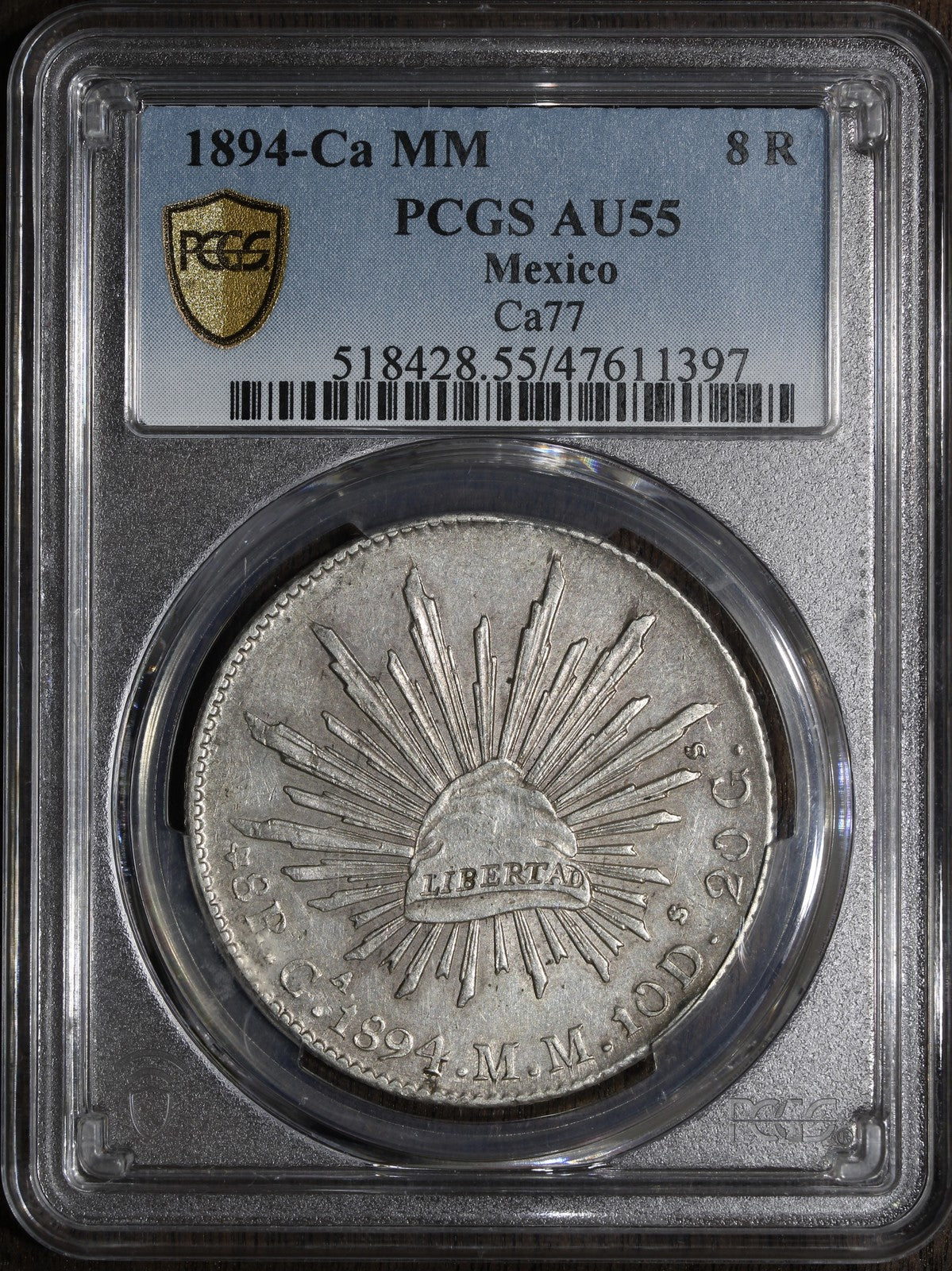 1894-Ca (AU55) Mexico Silver 8 Real 8R PCGS - Chihuahua Mint