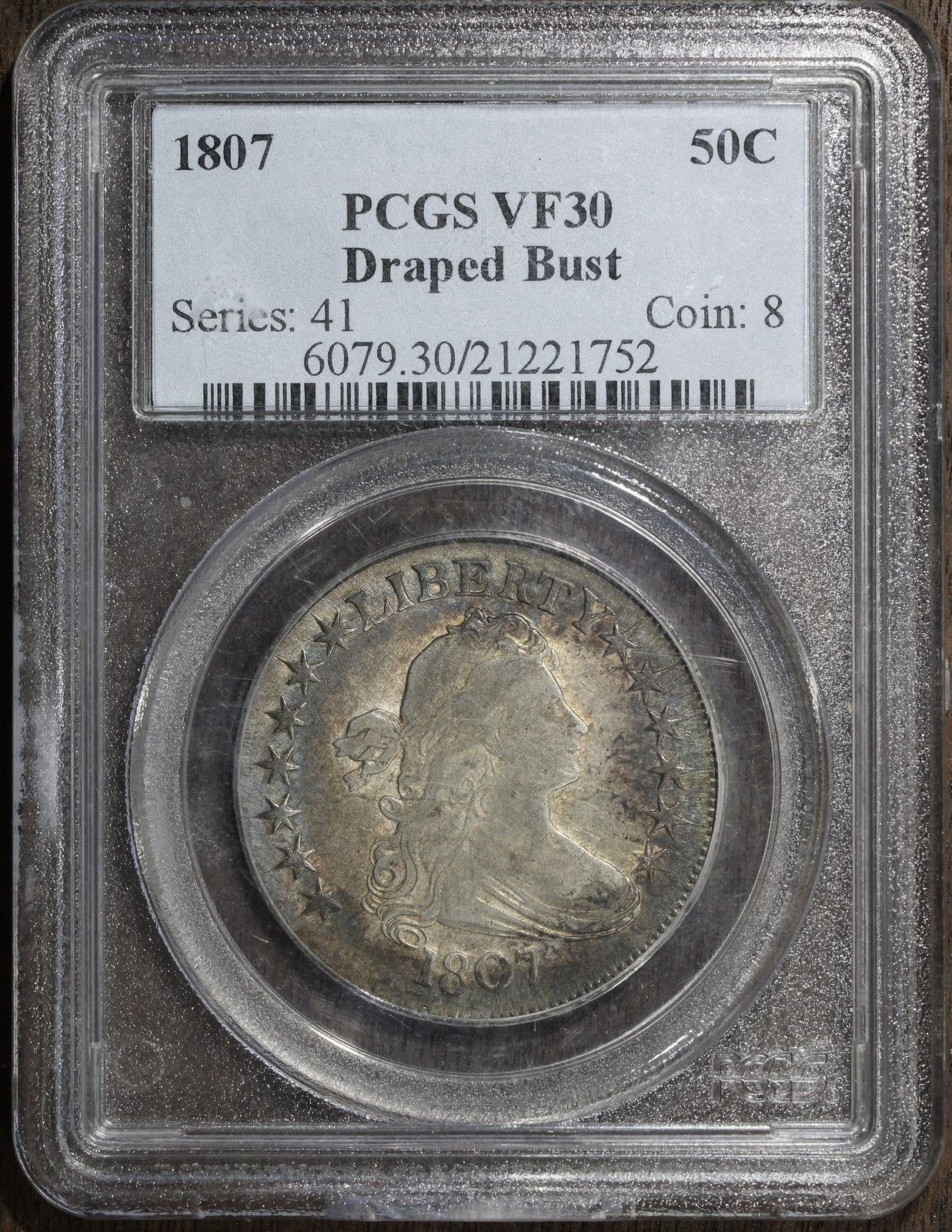 1807 (VF30) Draped Bust Half Dollar 50C PCGS - Nicely Toned