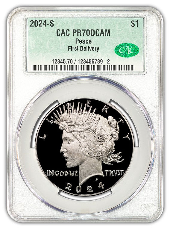 2024 (MS/PR/RP70) 6-Coin Set $1 Morgan/Peace Silver Dollar CAC FD First Delivery