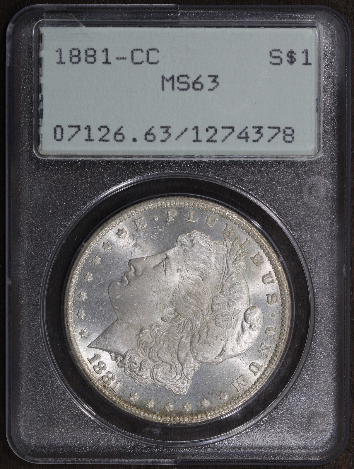 1881-CC (MS63) Morgan Silver Dollar $1 PCGS Rattler - Lovely Surfaces