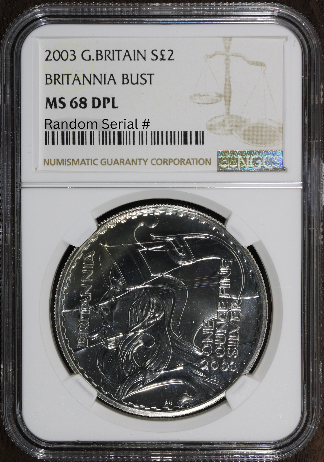 2003 (MS68 DPL) 1 oz Silver Great Britain Britannia £2 NGC