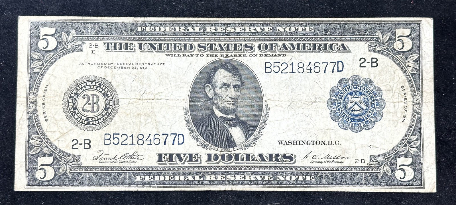 1914 $5 Federal Reserve Note - Low Grade