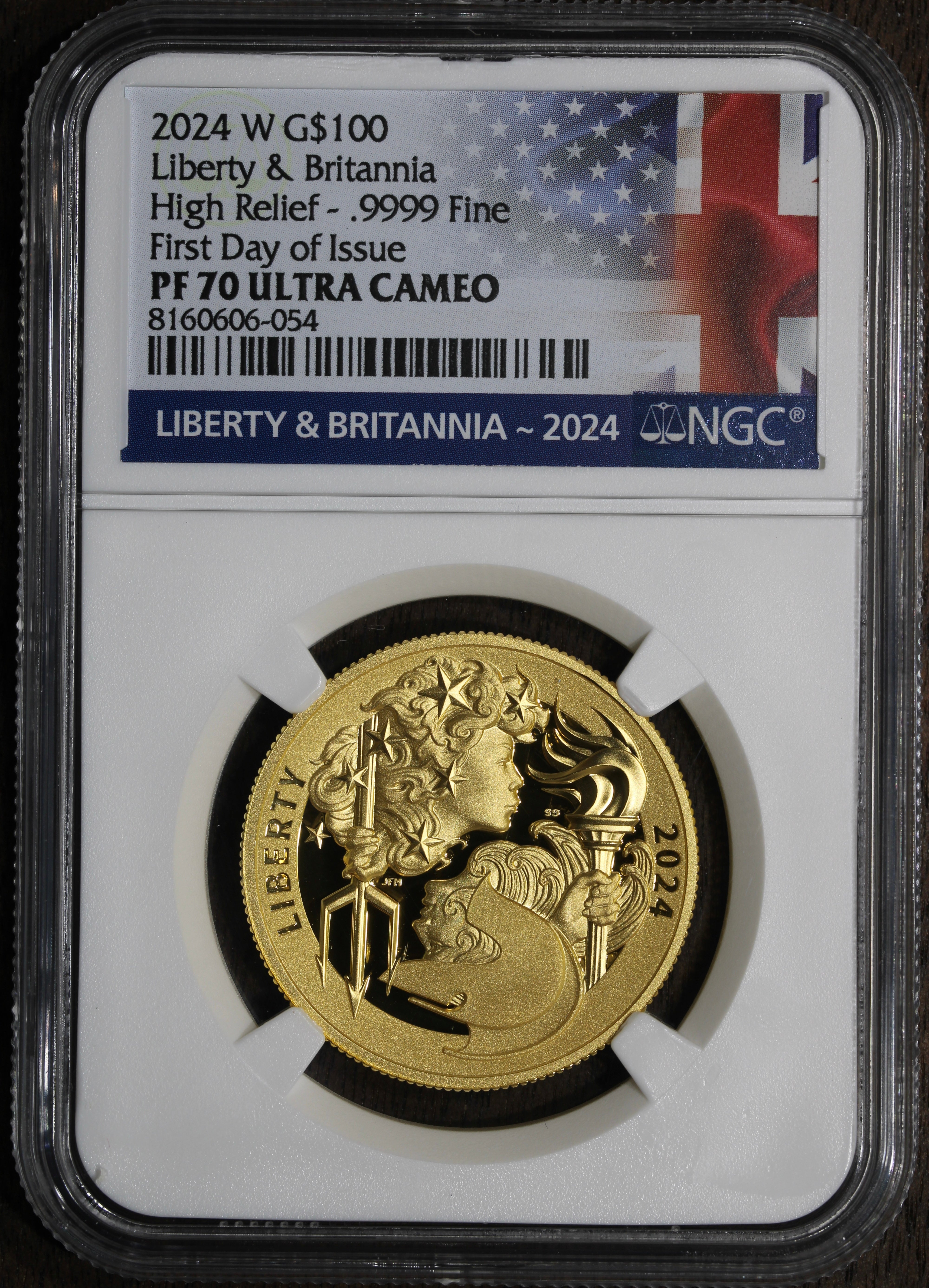 2024-W (PF70) 1 oz $100 Proof Gold Liberty & Britannia NGC - First Day of Issue - US