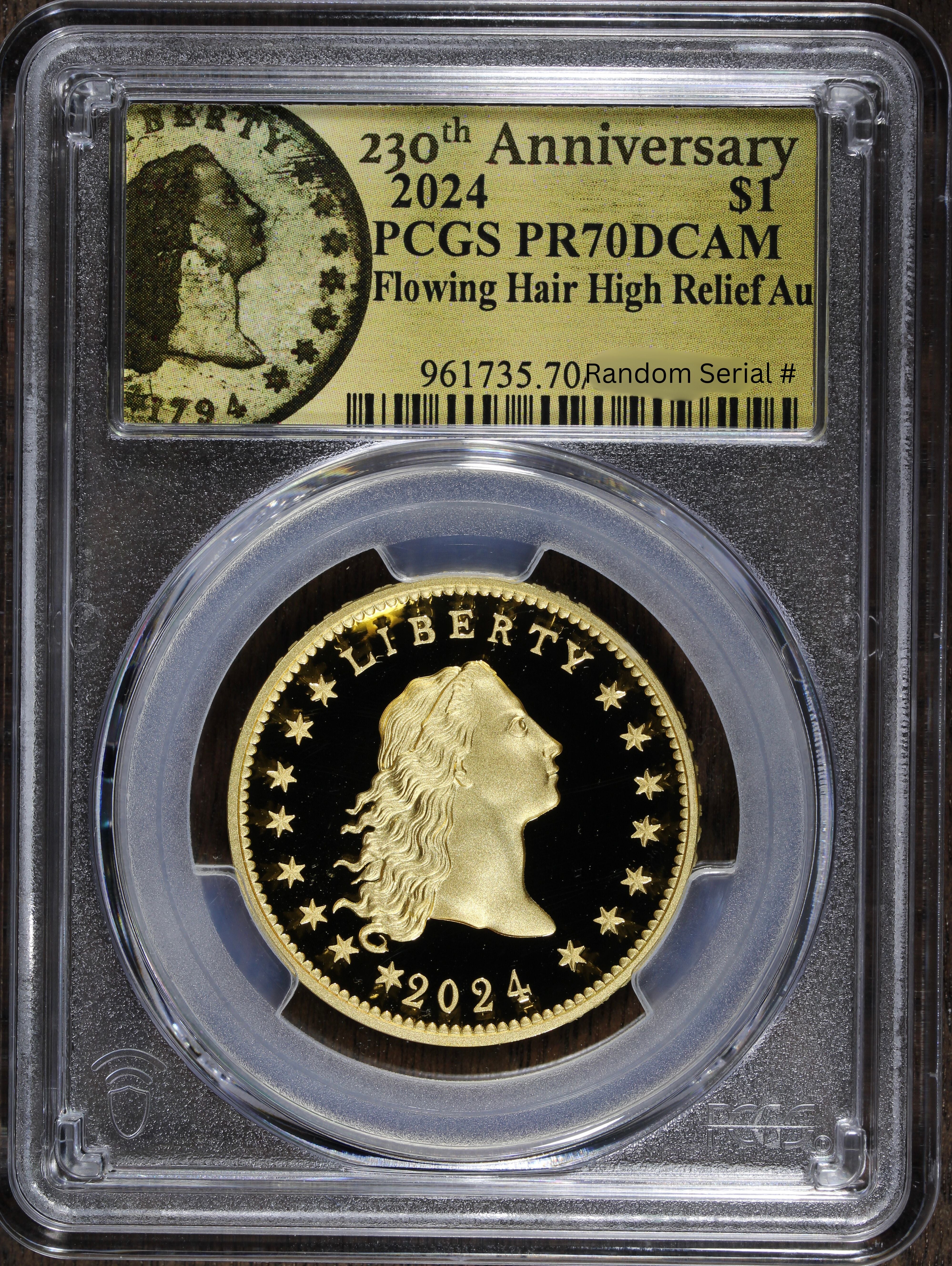 2024 (PR70) Flowing Hair $1 Gold Coin-230 Anniversary PCGS