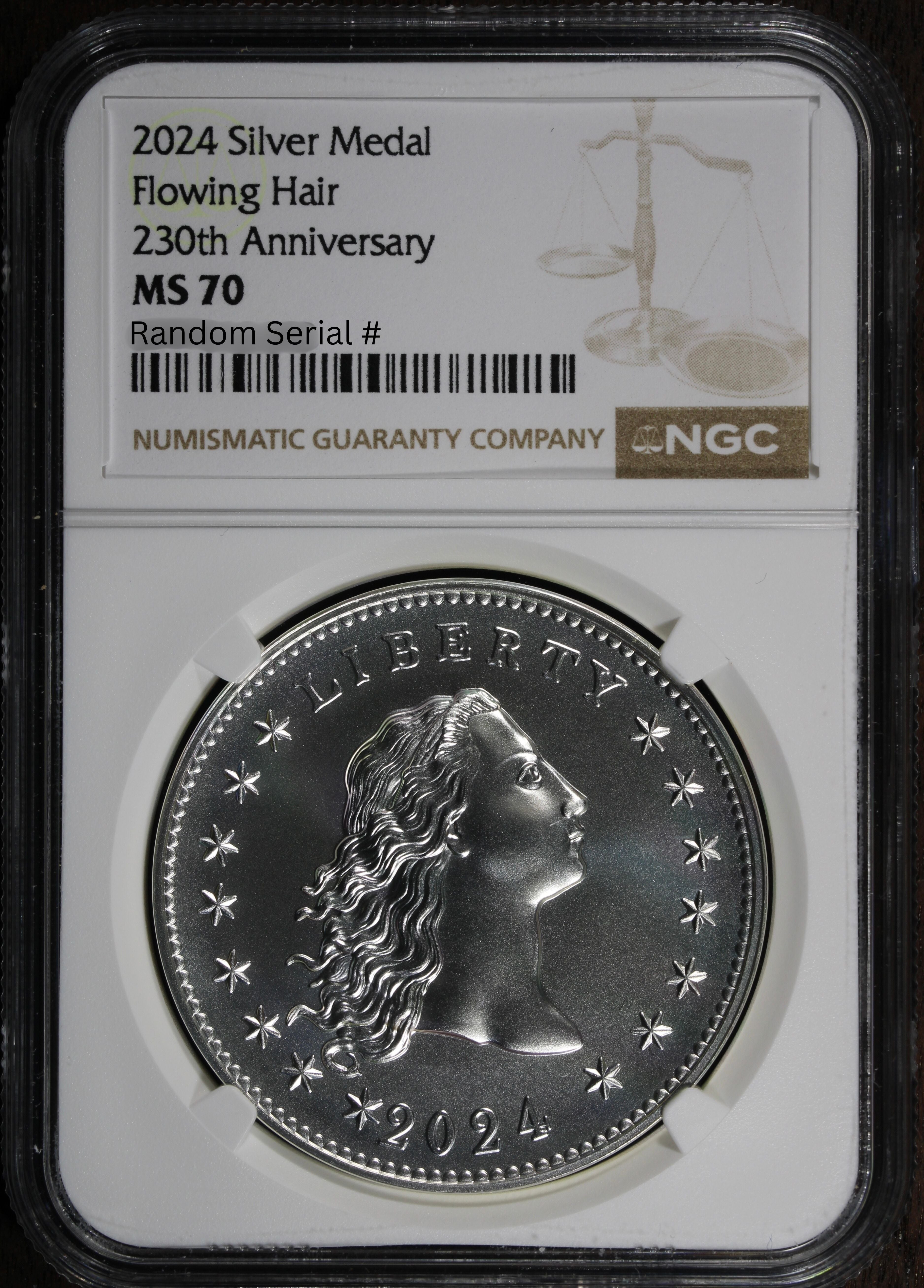 2024 (MS70) Flowing Hair Silver Medal 230th Anniversary NGC