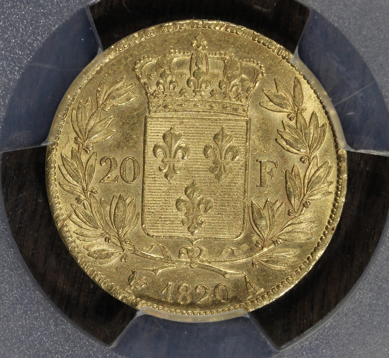 1820-A (MS62) France Gold 20 Franc Gad-1028 PCGS - Louis XVIII