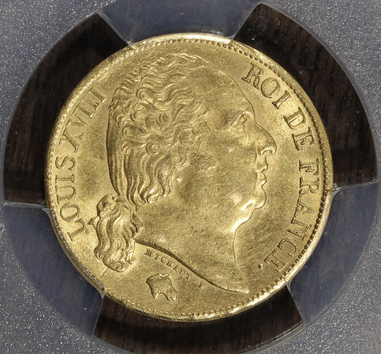 1820-A (MS62) France Gold 20 Franc Gad-1028 PCGS - Louis XVIII