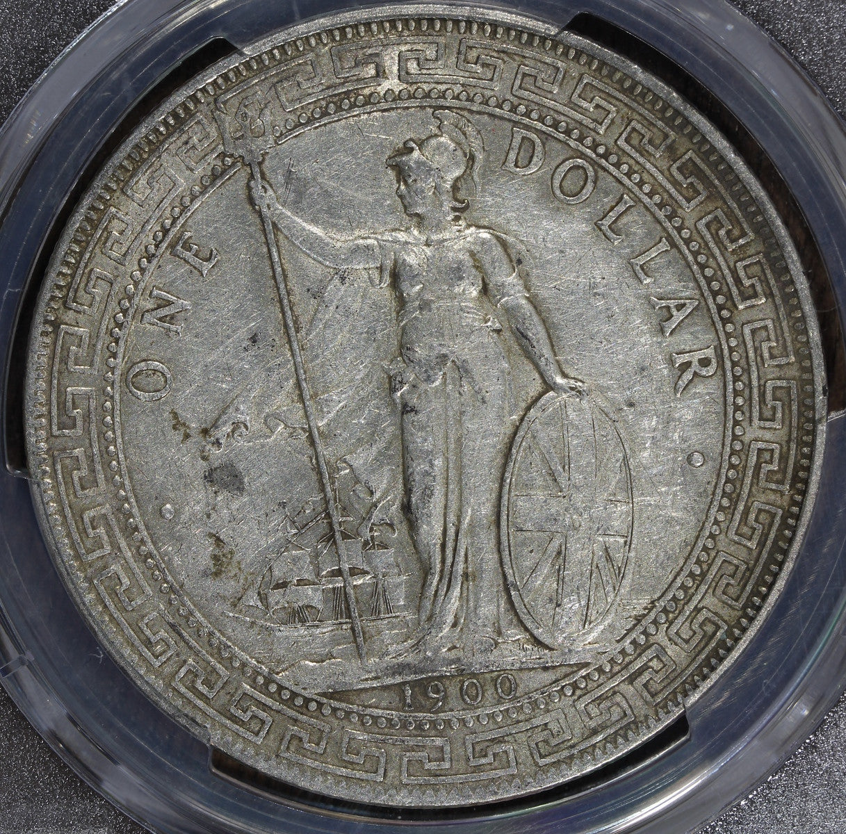 1900-B (AU Detail) Great Britain Trade Dollar Prid-9 PCGS - Bombay Mint! - COLOR