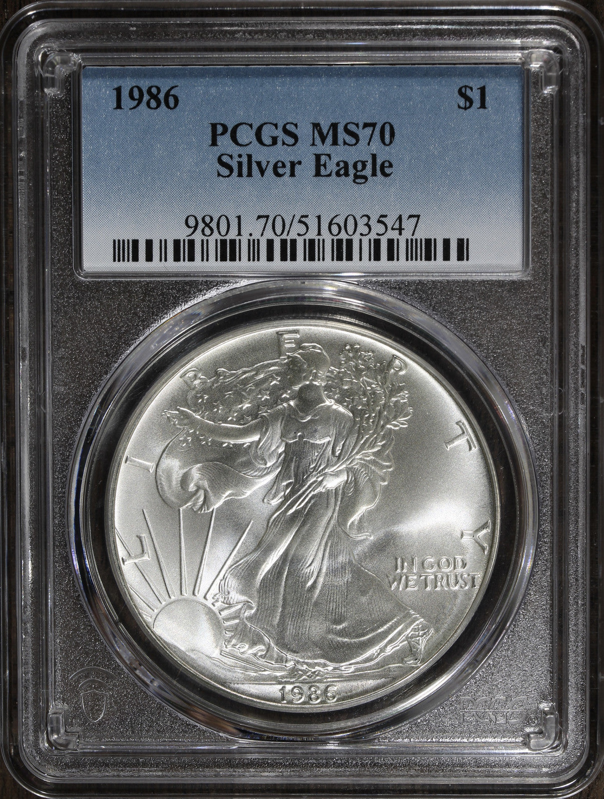 1986 (MS70) American Silver Eagle PCGS $1 ASE - First Year - Flawless