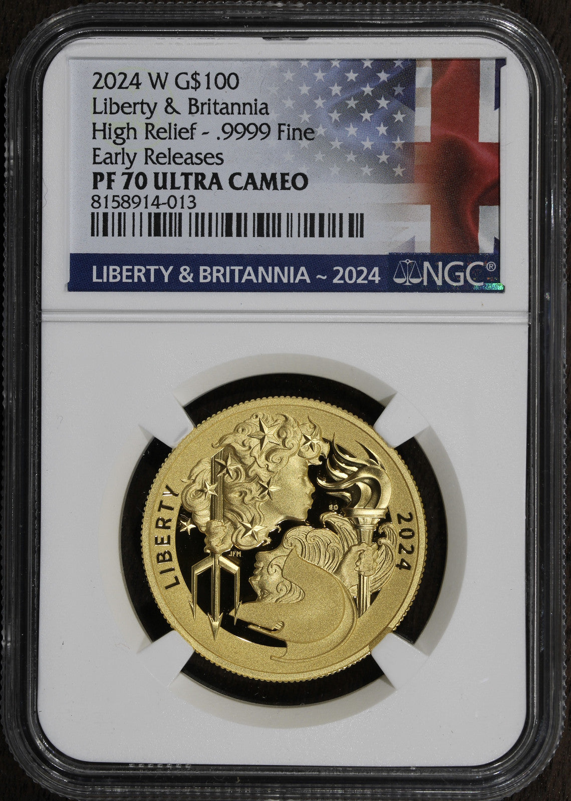 2024-W (PF70) 1 oz $100 Proof Gold Liberty & Britannia NGC - Early Releases - US
