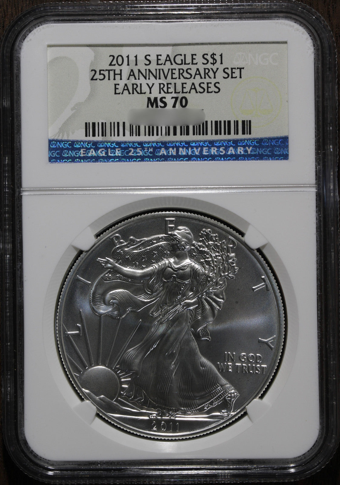 2011-S (MS70) American Silver Eagle NGC 1 oz - 25th Anniversary Early Release ER