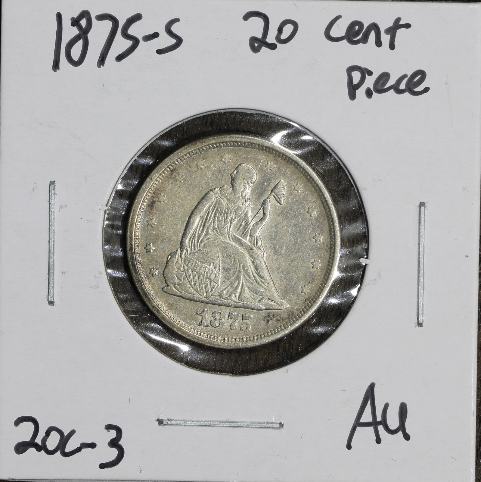1875-S 20 Cent Piece 20C - AU - Twenty Cent