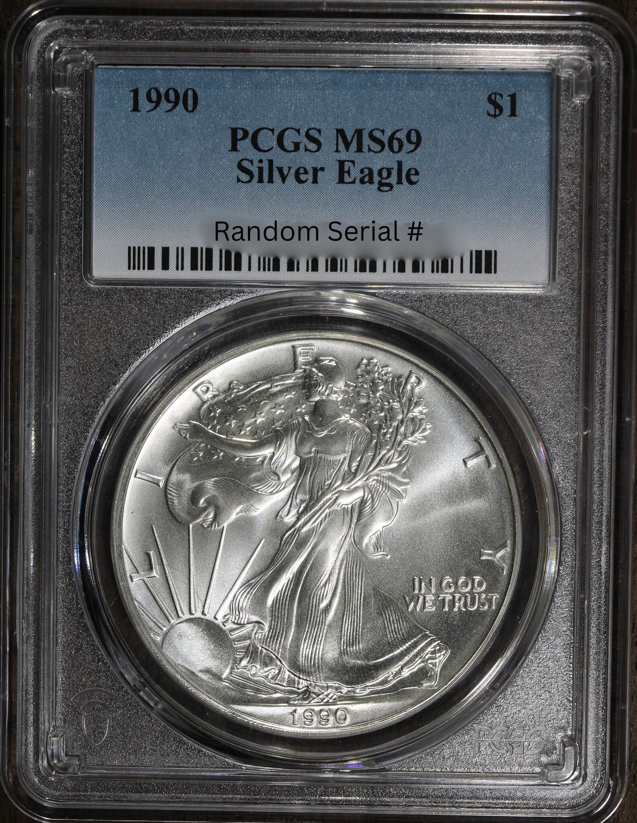 1990 (MS69) American Silver Eagle PCGS $1 ASE - Random Serial Number