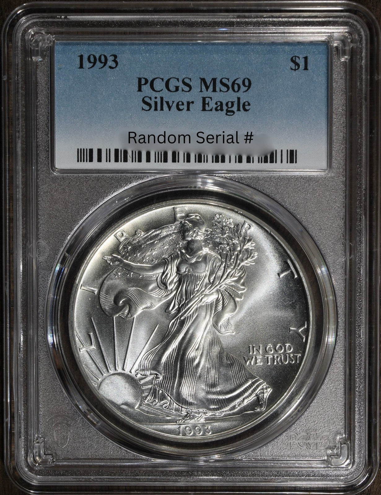 1993 (MS69) American Silver Eagle PCGS $1 ASE - Random Serial Number