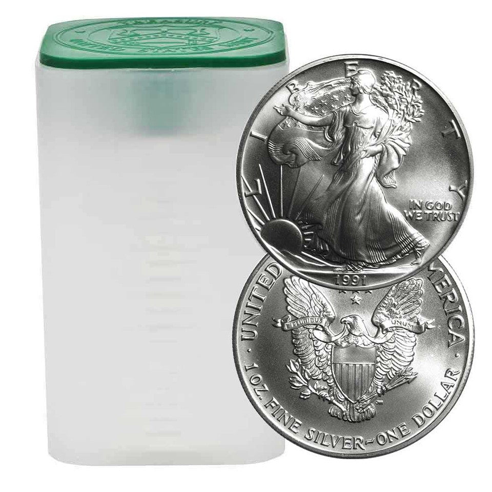 (20) 1991 1 Oz American Silver Eagles - Tube/Roll of ASE