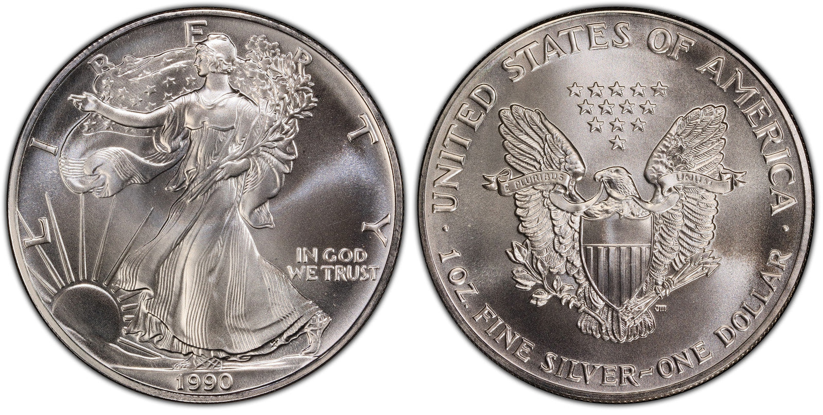 (1) 1990 1 Oz American Silver Eagle - BU ASE