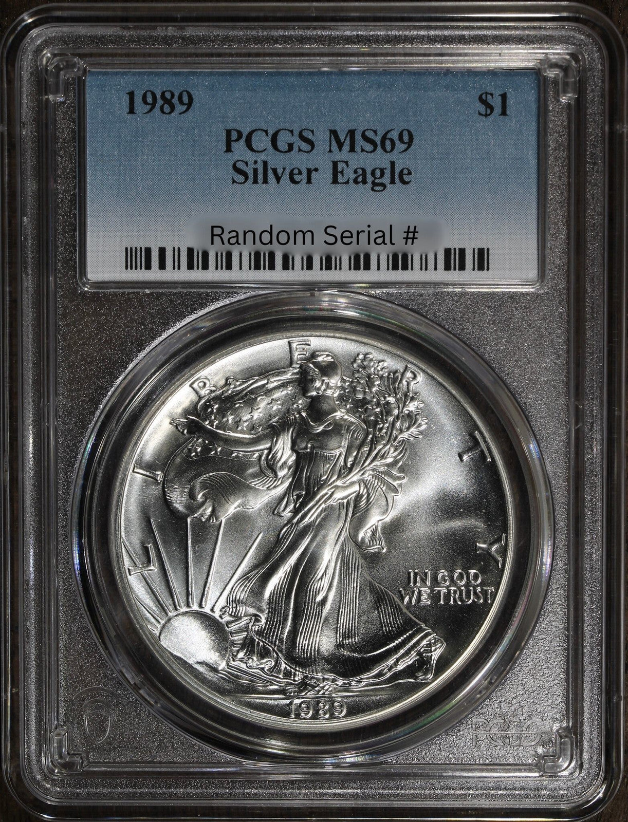 1989 (MS69) American Silver Eagle PCGS $1 ASE - Random Serial Number