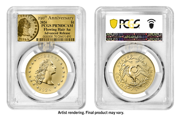 2024 (PR70) Flowing Hair Dollar $1 Gold Coin-230 Anniversary-Advance AR PCGS
