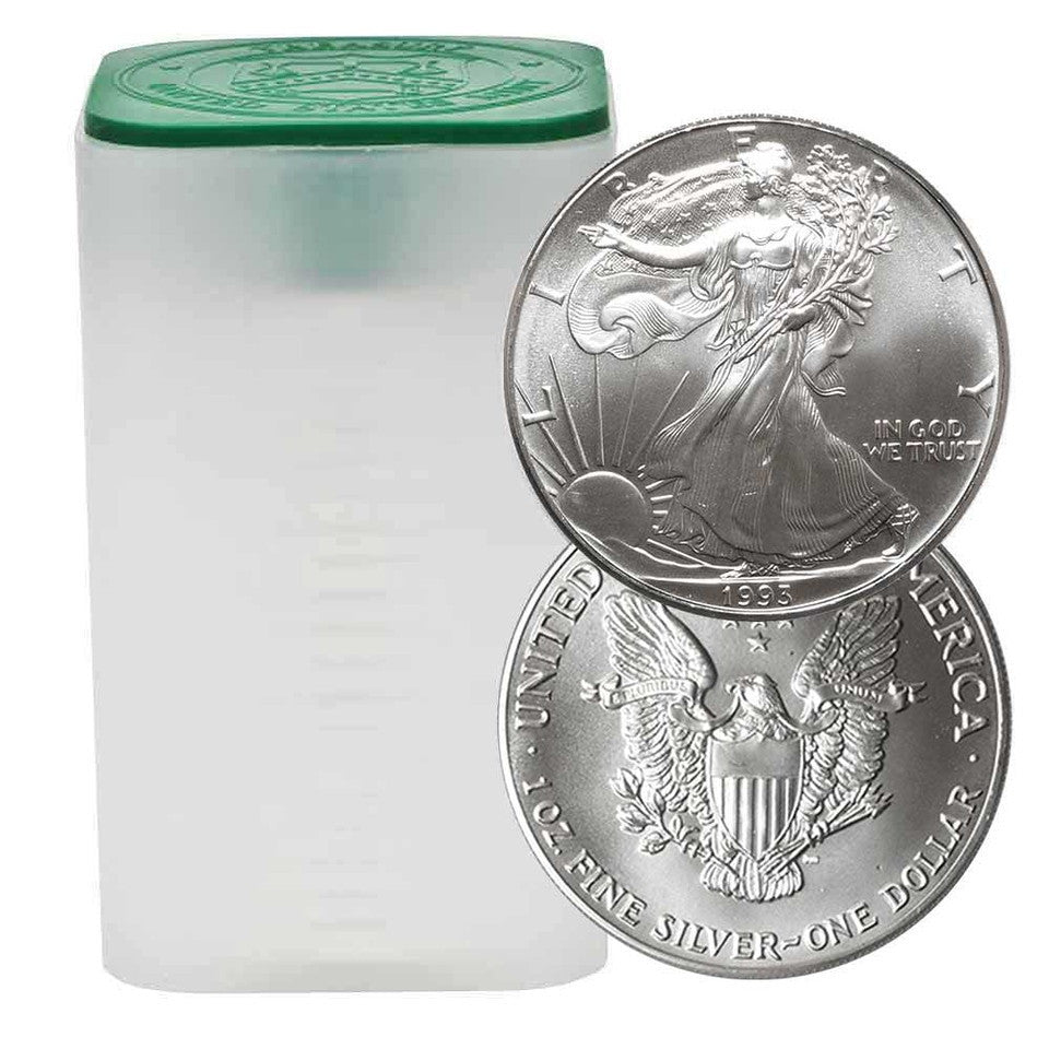 (20) 1993 1 Oz American Silver Eagles - Tube/Roll of ASE