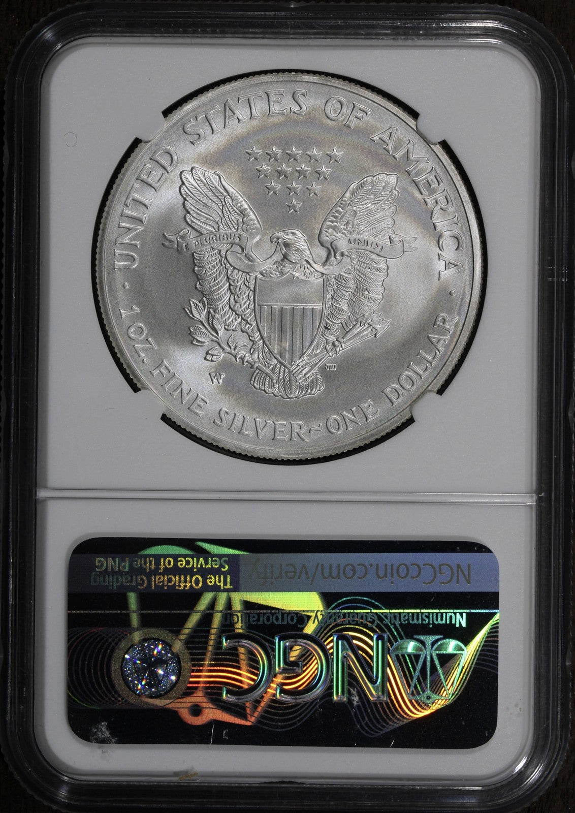2008-W rev '07 (MS70) Burnished American Silver Eagle $1 ASE NGC - 2007 Reverse!