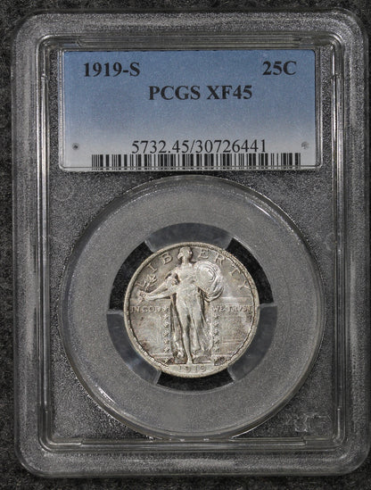 1919-S (XF45) Standing Liberty Quarter Type 2 25c PCGS