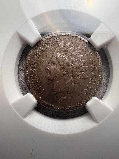 1877 (XF Details - Obv Scartched) Indian Head Cent 1c NGC Graded Coin Key Date