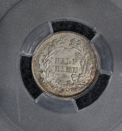 1861/0 (MS65) Seated Liberty Half Dime H10c Overdate PCGS