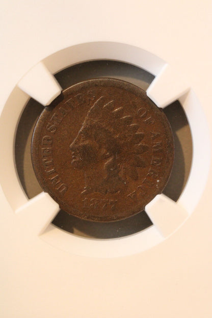 1877 (VG8) Indian Head Cent Penny 1c Key Date NGC Graded Coin