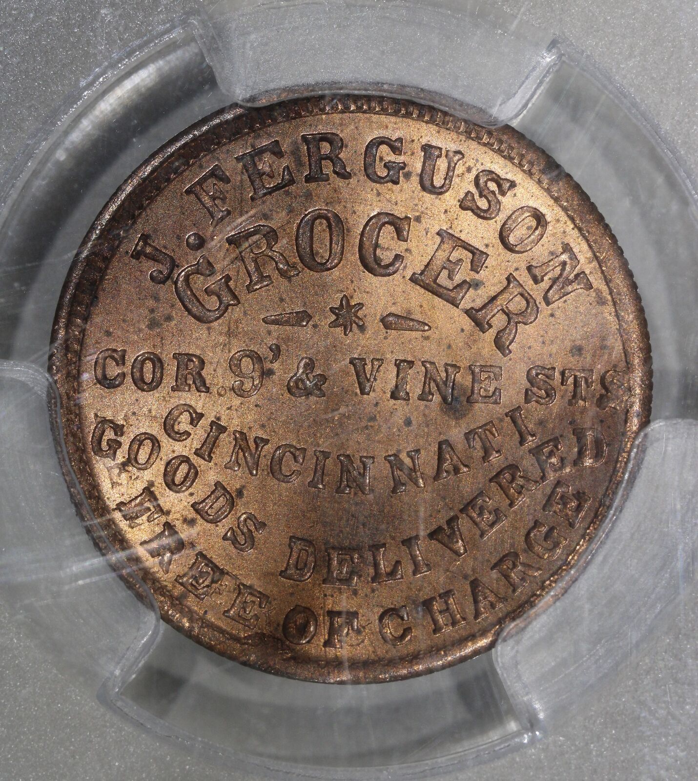 1863 (MS64 RD) Token F-165AO-4a Copper RE J. Ferguson OH, RD (Regular Strike)