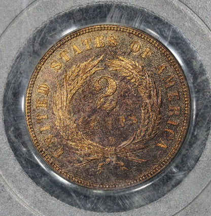 1873 (PR63 RB GOLD CAC) Proof Two-Cent Piece 2c PCGS (Closed 3) - GOLD STICKER