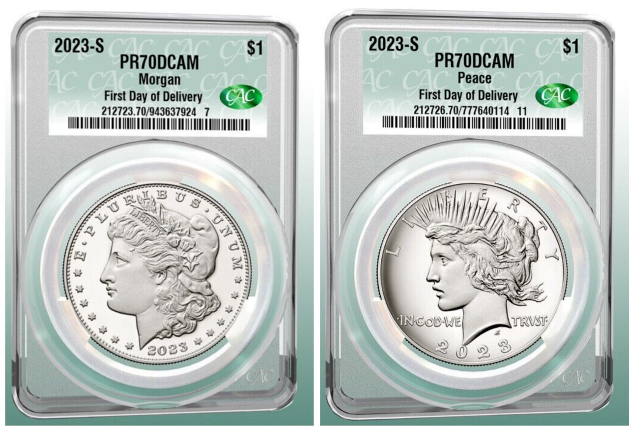 2023 (P, S) Six Coin Set $1 Morgan & Peace CAC First Day of Delivery