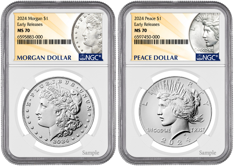 2024-P (MS70) Morgan & Peace Silver Dollar (2 Coin Set) Early Release ER NGC