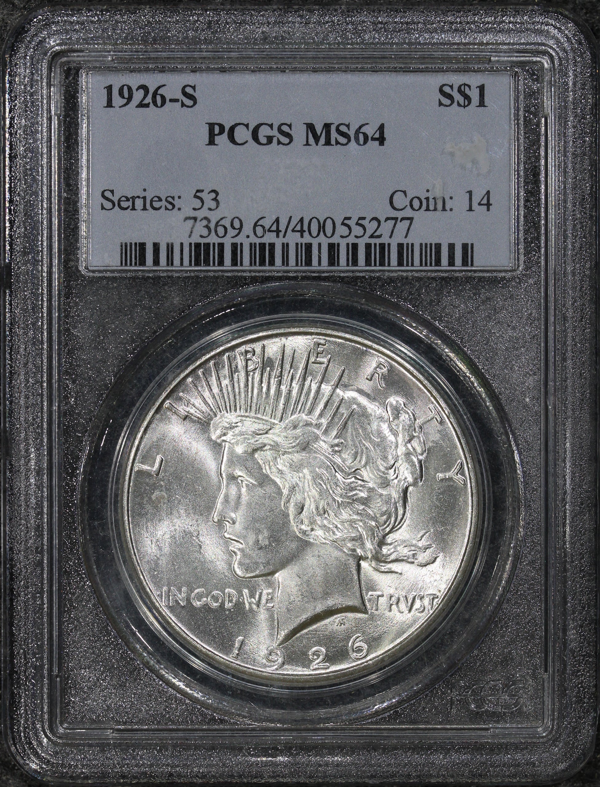 1926-S (MS64) $1 Peace Silver Dollar PCGS