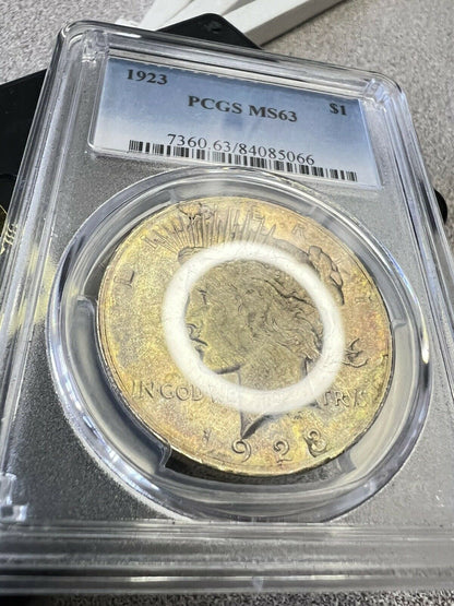 1923 (MS63) Peace Silver Dollar PCGS Graded Coin Toned 1923-P