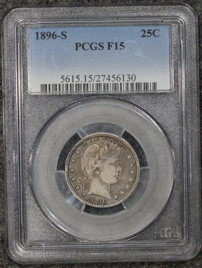 1896-S (F15) Barber Quarter 25c PCGS