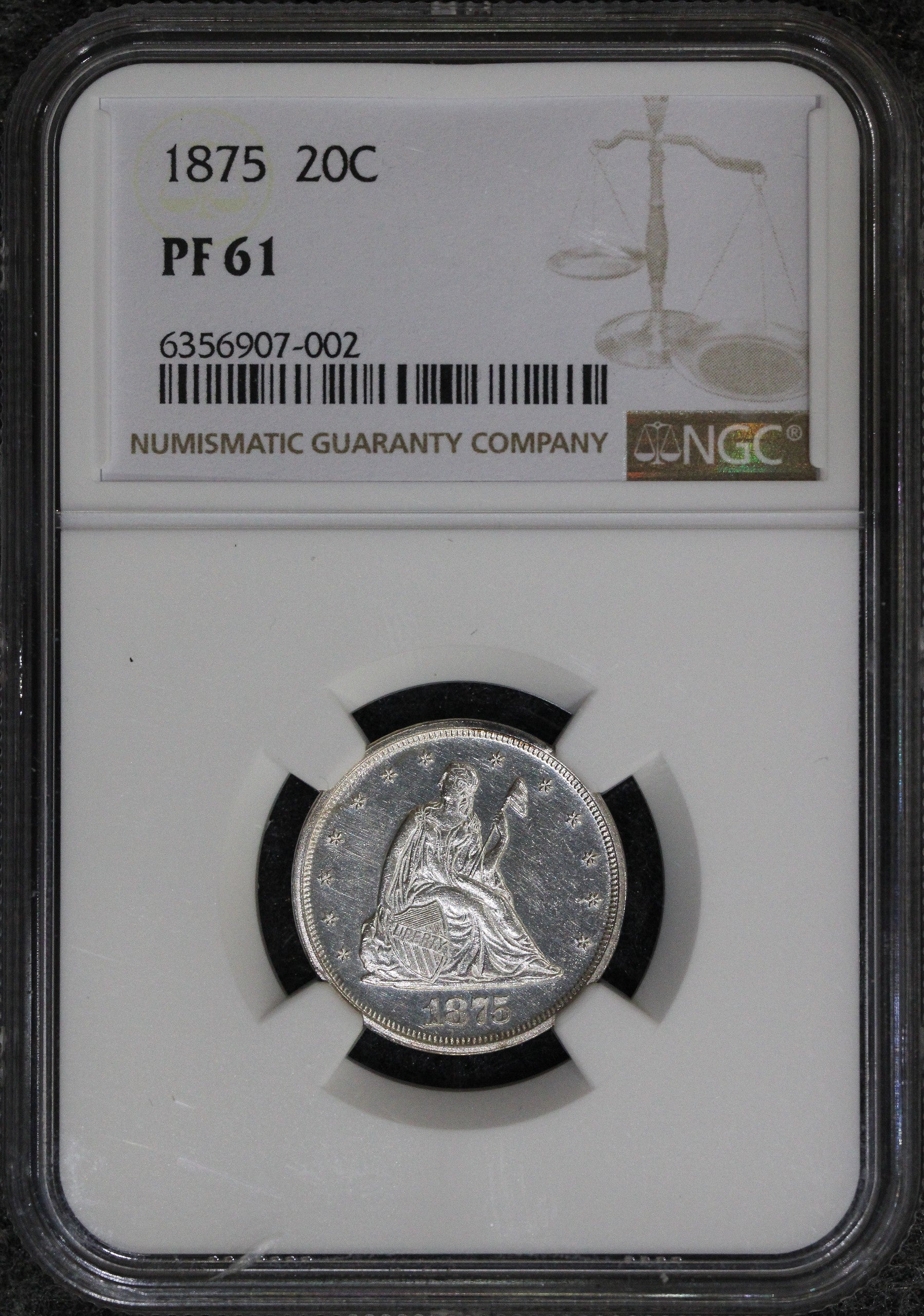 1875 (PF61) Proof Twenty Cent Piece 20c NGC