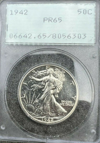 1942 (PR65) Walking Liberty Proof Half Dollar 50c Rattler PCGS Graded Coin