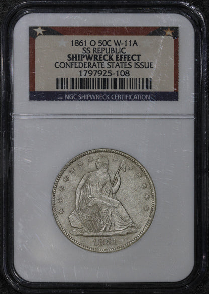 1861-O W-11A Seated Liberty Half Dollar 50c Confederate States - SS Republic NGC