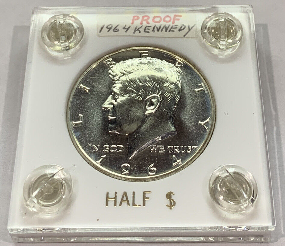 1964 Proof Kennedy Silver Half Dollar 50c - In Capital Holder