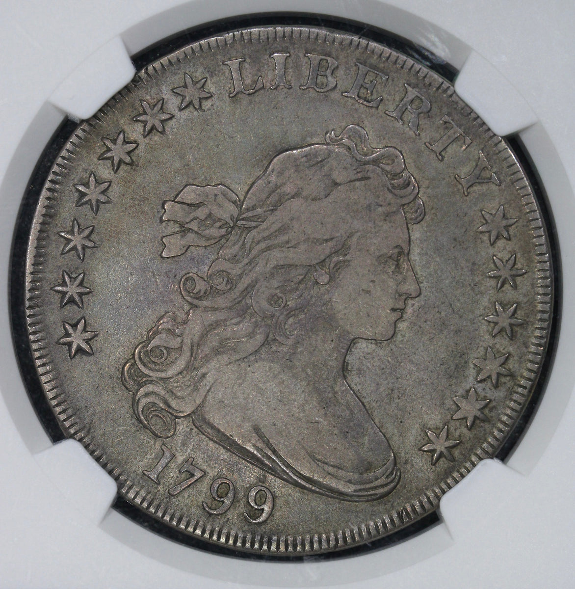 1799 (VF20 CAC) $1 Draped Bust Silver Dollar BB-160, B-12 NGC