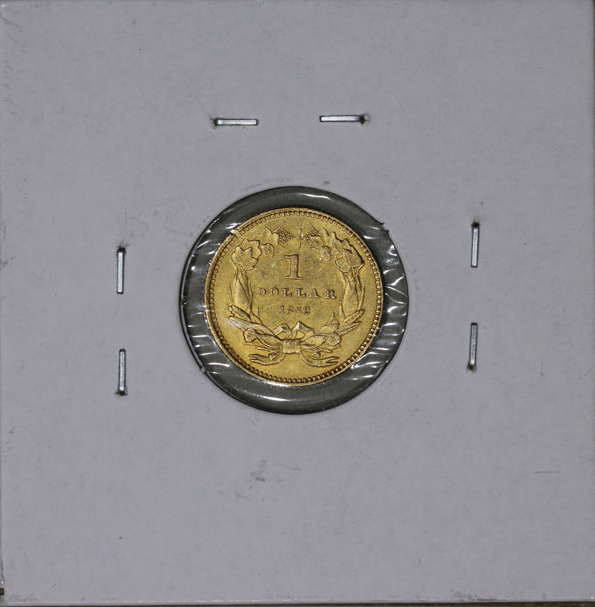 1862 (UNC Details) Gold Dollar G$1 (Type 3 Indian Princess Head)