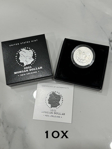 2021-O Morgan Dollar 10 Coin Set - New Orleans Privy Mark- w/ Box OGP & COA